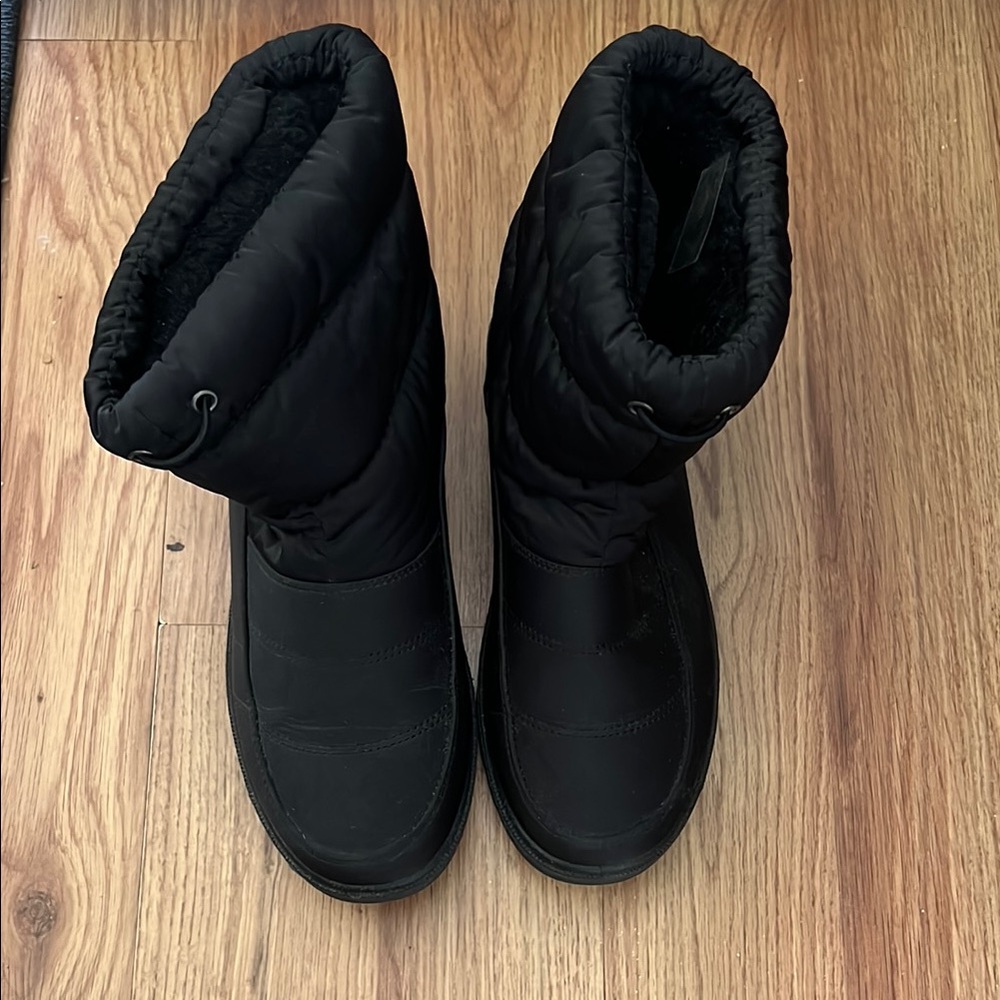 Black Cozy Winter Rain Boots with Plush Lining